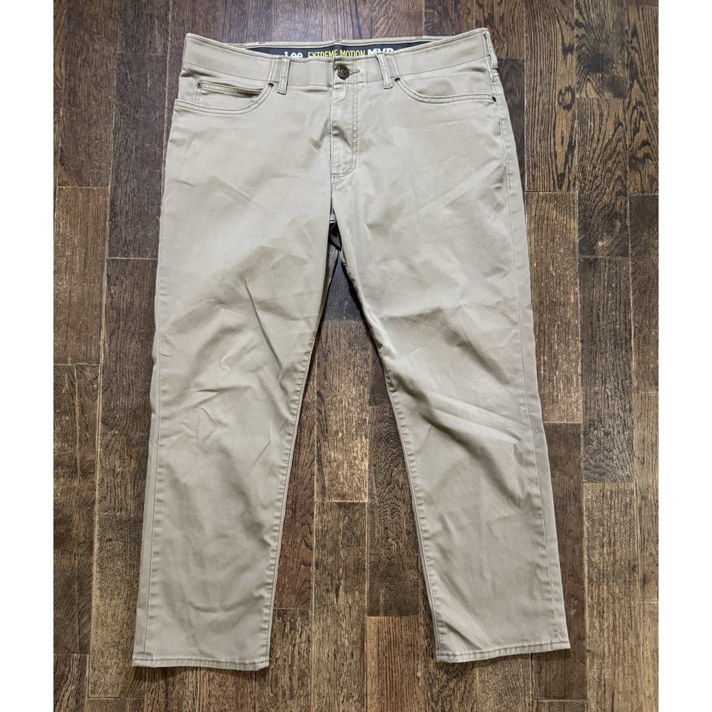 Lee Pants Men's W38xL29 Performance Extreme Motion MVP Straight Tapered Beige